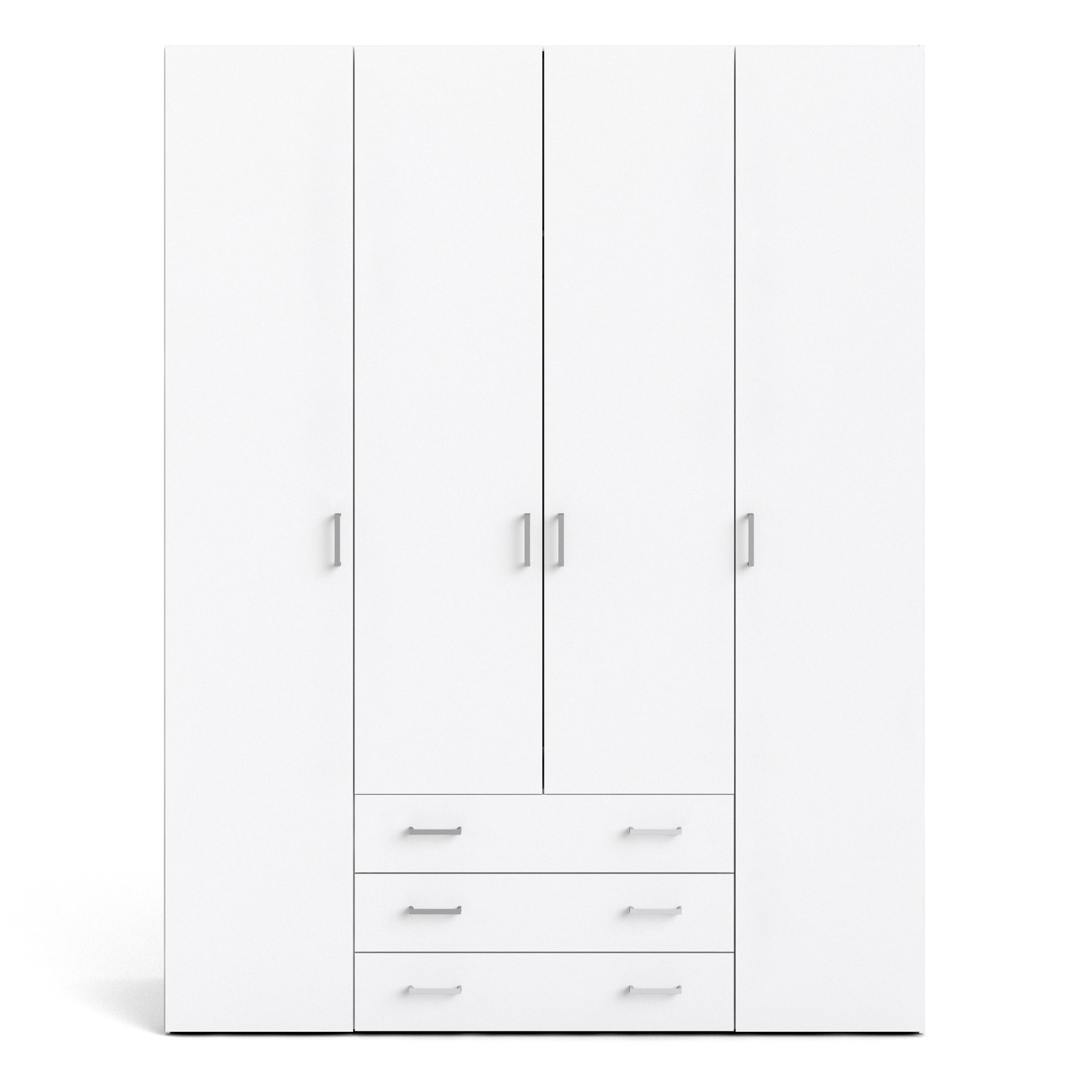 Space Wardrobe 4 Doors 3 Drawers in White 2000 – FTG, view 2