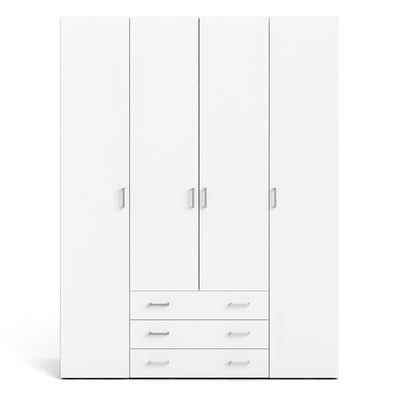 Space Wardrobe 4 Doors 3 Drawers in White 2000 – FTG, view 2