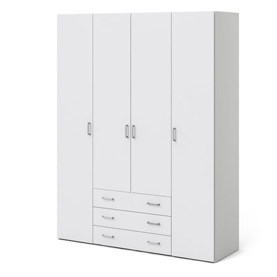 Space Wardrobe 4 Doors 3 Drawers in White 2000 – FTG, view 3