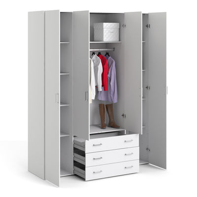 Space Wardrobe 4 Doors 3 Drawers in White 2000 – FTG, view 5