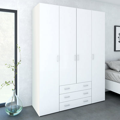 Space Wardrobe 4 Doors 3 Drawers in White 2000 – FTG, view 6