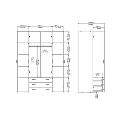 Space Wardrobe 4 Doors 3 Drawers in Oak 2000 – FTG, view 12