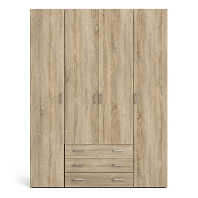 Space Wardrobe 4 Doors 3 Drawers in Oak 2000 – FTG, view 2