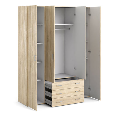 Space Wardrobe 4 Doors 3 Drawers in Oak 2000 – FTG, view 4
