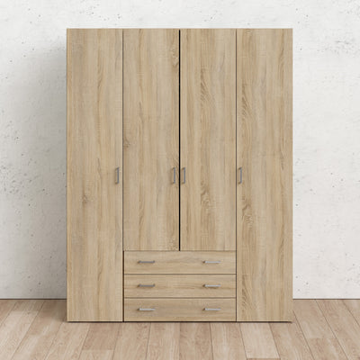 Space Wardrobe 4 Doors 3 Drawers in Oak 2000 – FTG, view 7