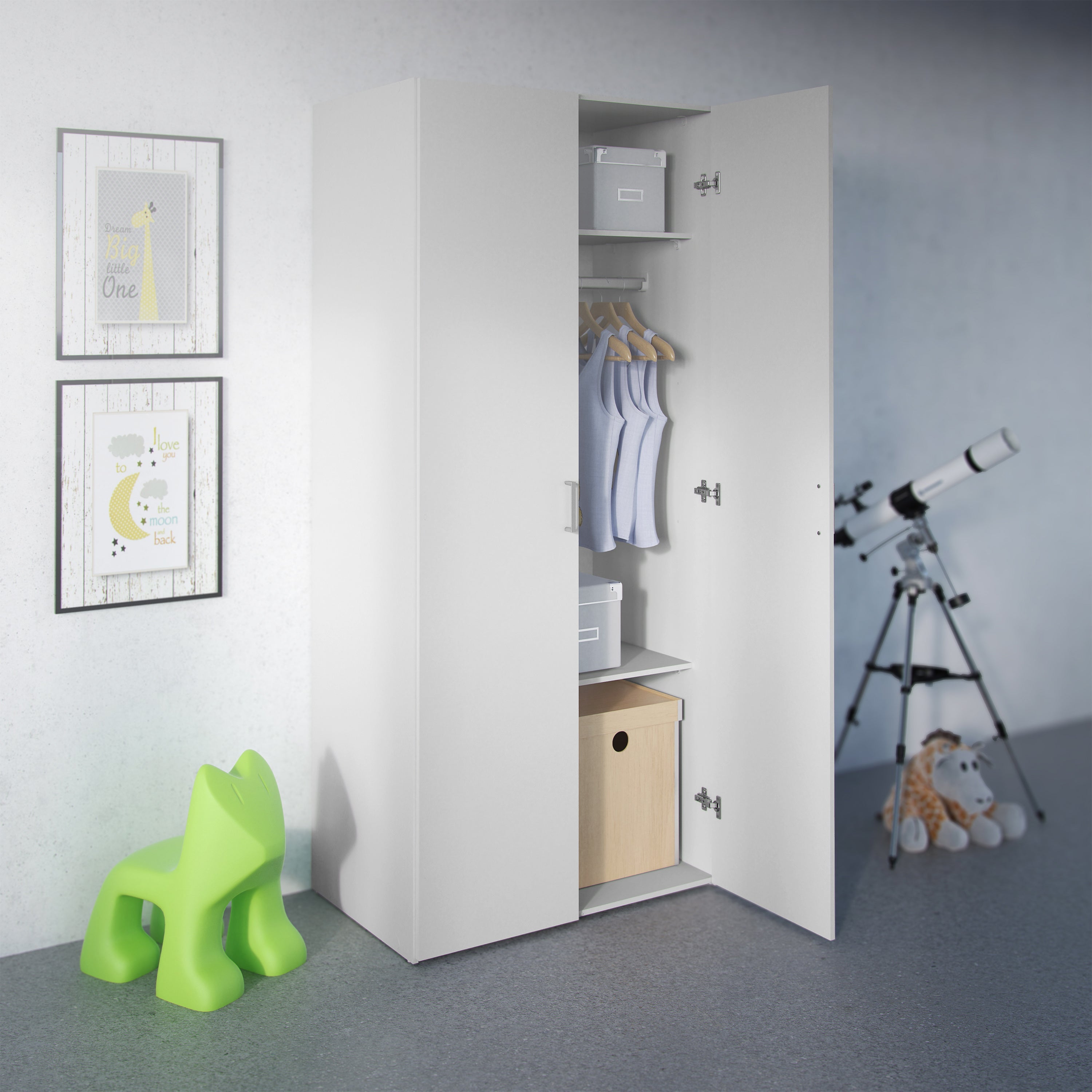 Space Wardrobe 2 Doors White 1750 – FTG, view 6