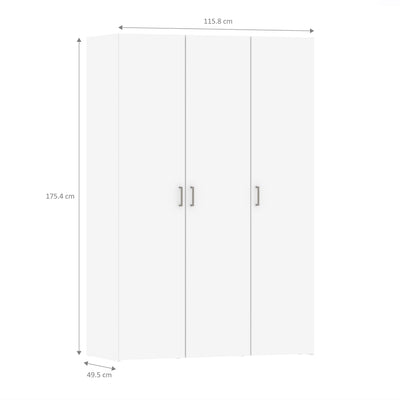 Space Wardrobe 3 Doors White 1750 – FTG, view 12