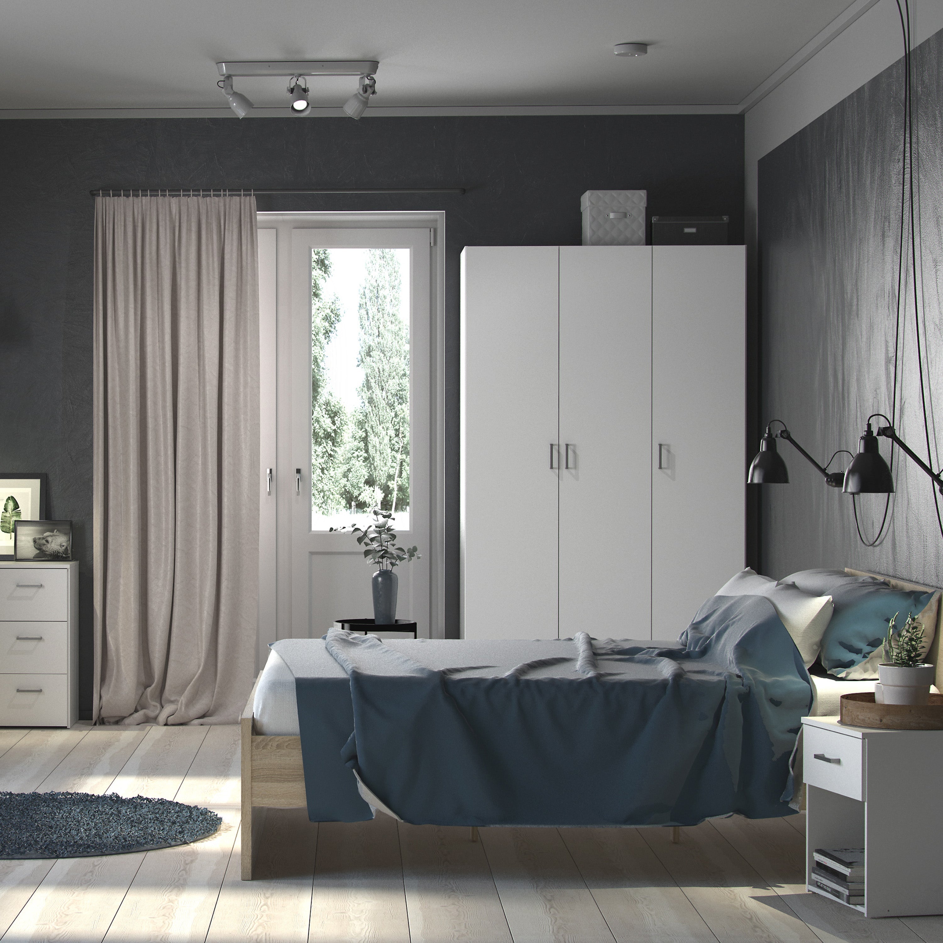 Space Wardrobe 3 Doors White 1750 – FTG, view 8