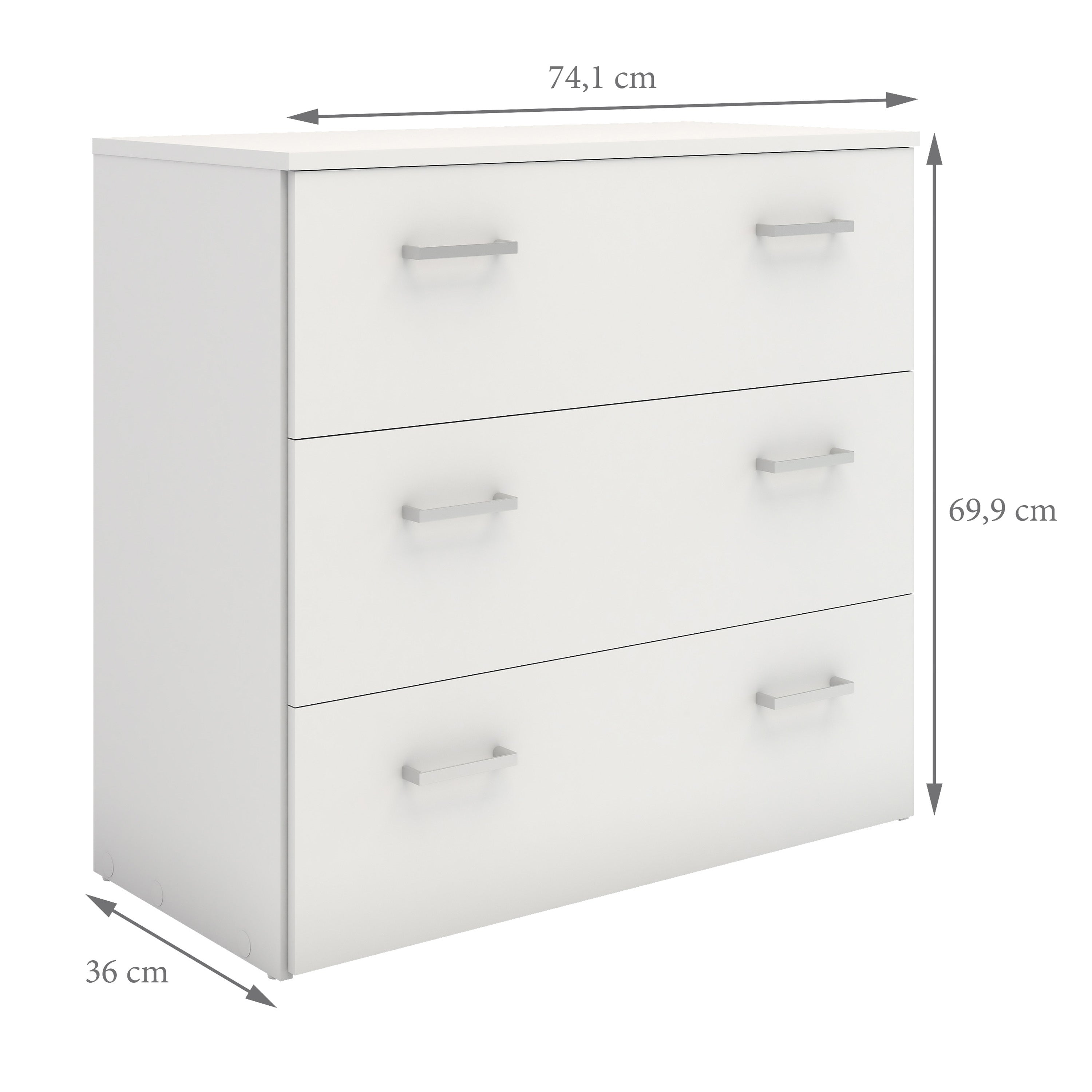 Space Chest of 3 Drawers in White – FTG, view 12