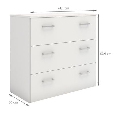 Space Chest of 3 Drawers in White – FTG, view 12