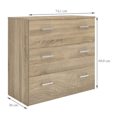 Space Chest of 3 Drawers in Oak – FTG, view 12