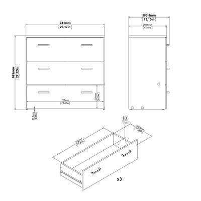 Space Chest of 3 Drawers in Oak – FTG, view 14