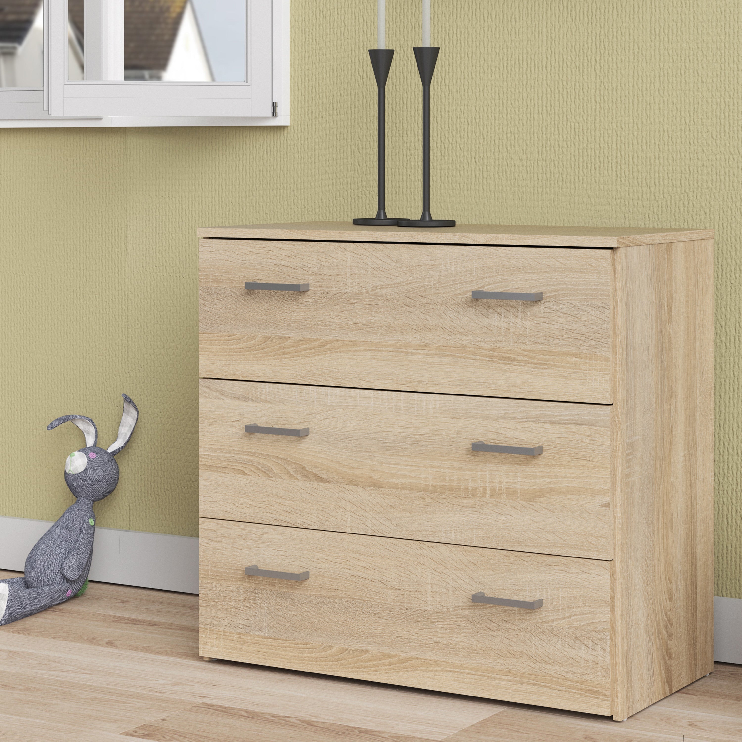 Space Chest of 3 Drawers in Oak – FTG, view 7