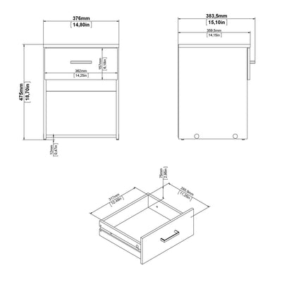 Space Bedside 1 Drawer in Oak – FTG, view 11