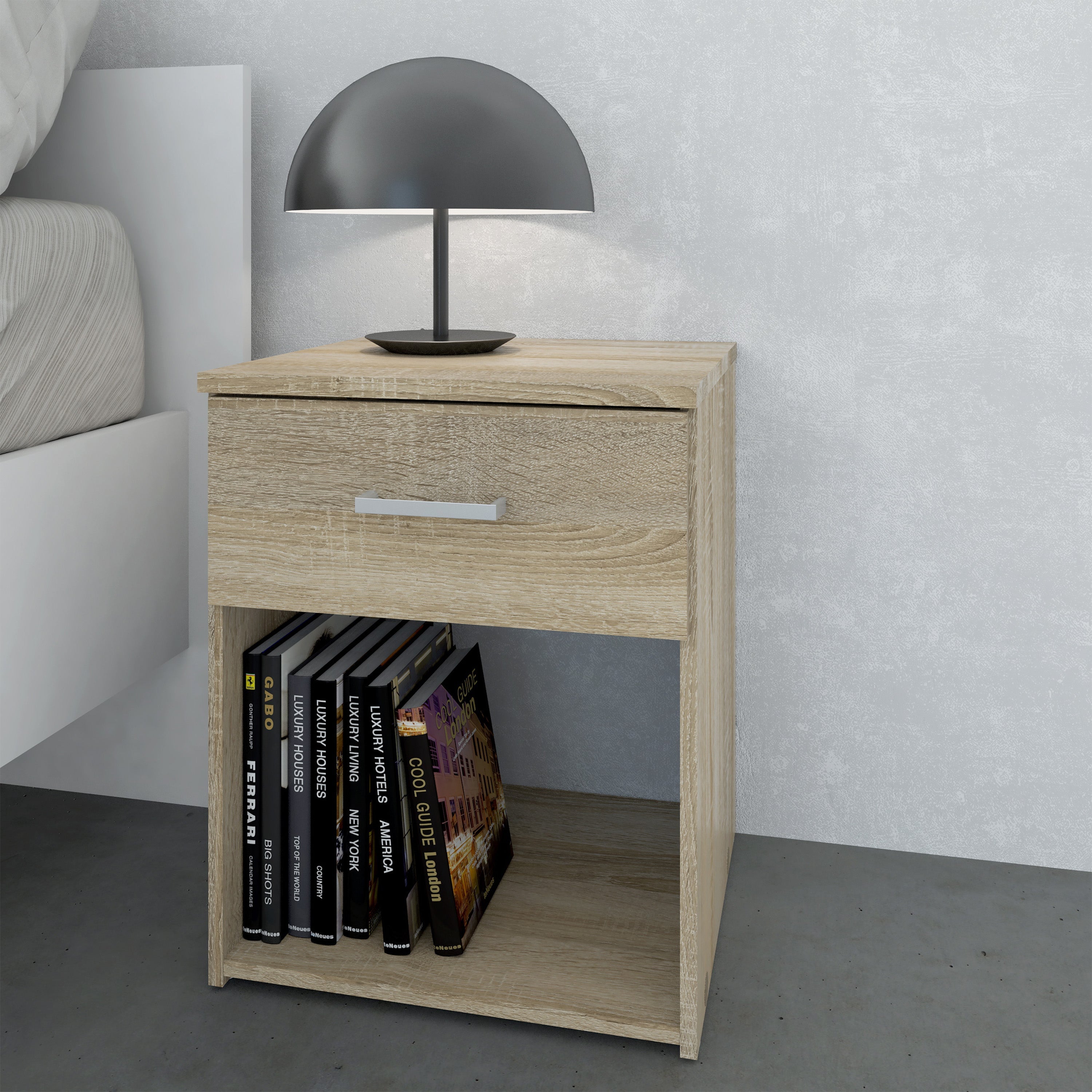 Space Bedside 1 Drawer in Oak – FTG, view 5