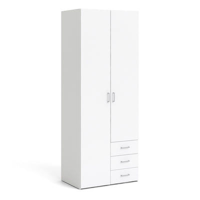 Space Wardrobe 2 Doors 3 Drawers in White 2000 – FTG