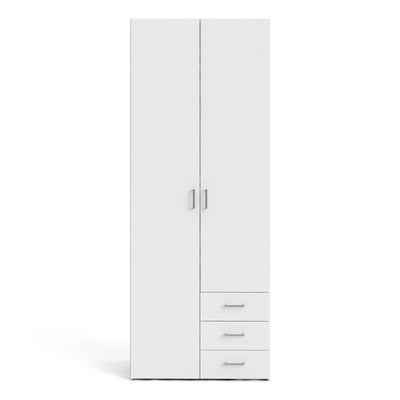 Space Wardrobe 2 Doors 3 Drawers in White 2000 – FTG, view 2