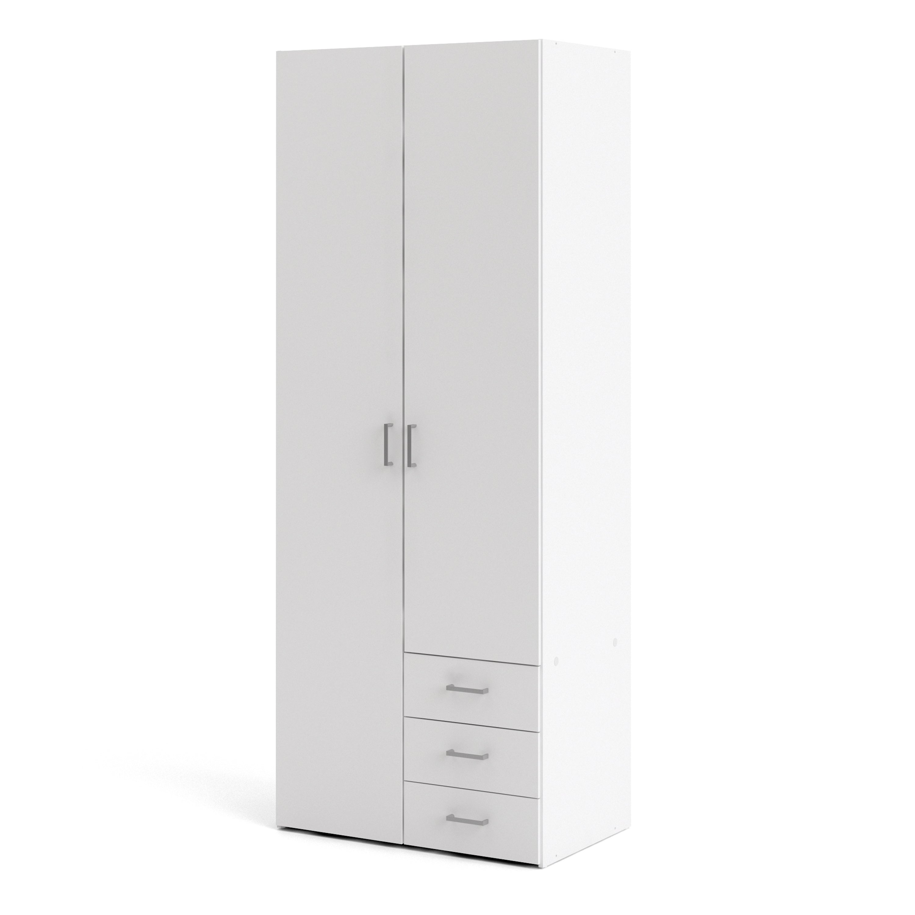 Space Wardrobe 2 Doors 3 Drawers in White 2000 – FTG, view 3