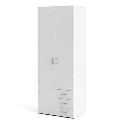 Space Wardrobe 2 Doors 3 Drawers in White 2000 – FTG, view 3