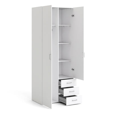Space Wardrobe 2 Doors 3 Drawers in White 2000 – FTG, view 4