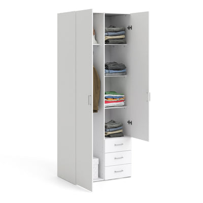 Space Wardrobe 2 Doors 3 Drawers in White 2000 – FTG, view 5