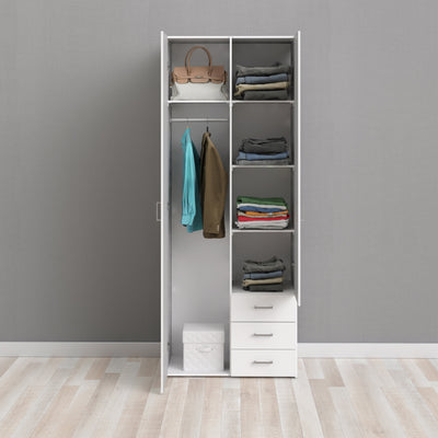 Space Wardrobe 2 Doors 3 Drawers in White 2000 – FTG, view 7