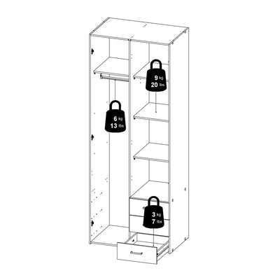 Space Wardrobe 2 Doors 3 Drawers in Oak 2000 – FTG, view 15