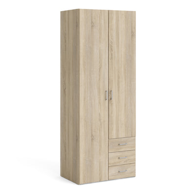 Space Wardrobe 2 Doors 3 Drawers in Oak 2000 – FTG
