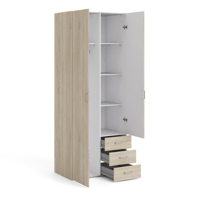 Space Wardrobe 2 Doors 3 Drawers in Oak 2000 – FTG, view 4