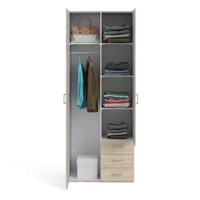 Space Wardrobe 2 Doors 3 Drawers in Oak 2000 – FTG, view 6