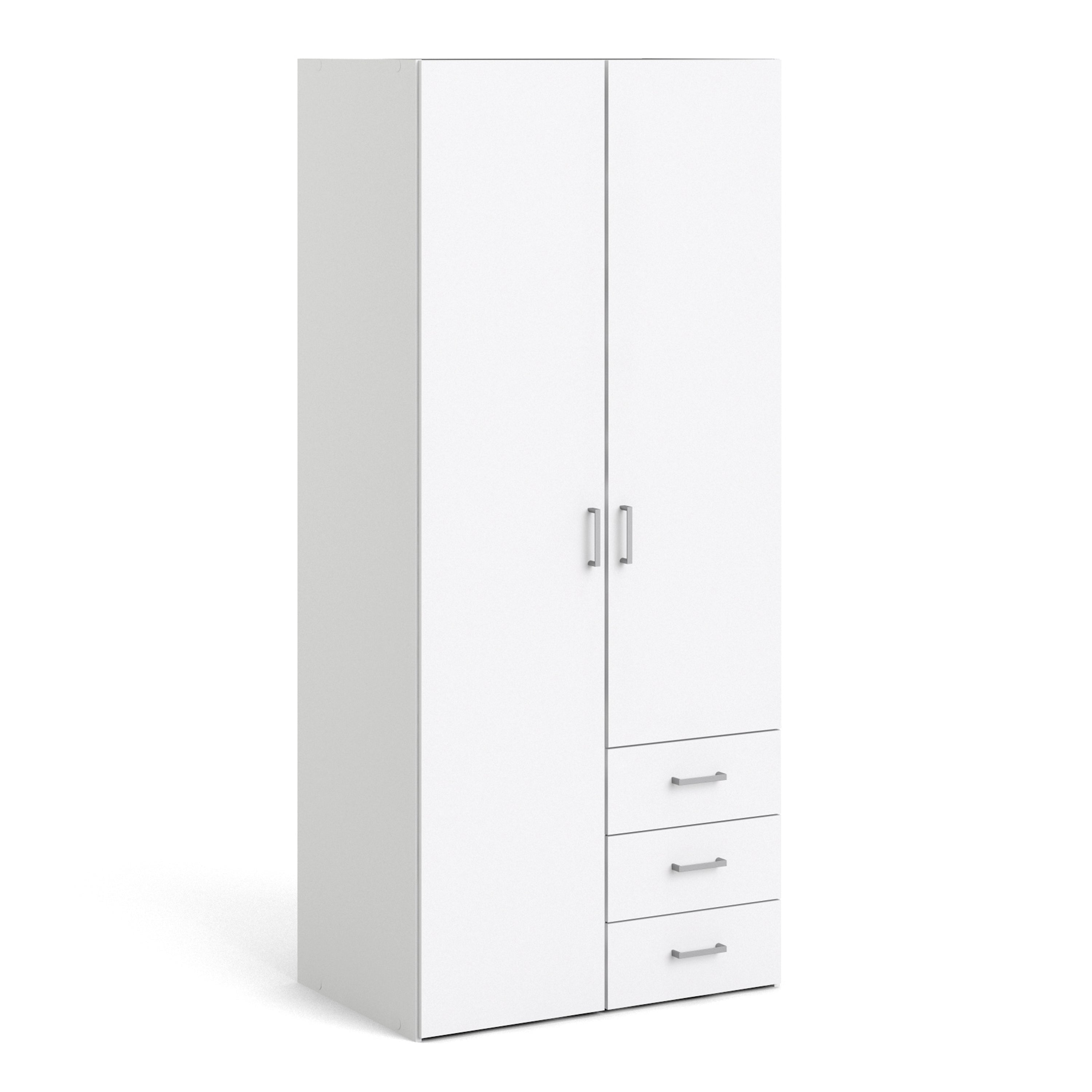 Space Wardrobe 2 Doors 3 Drawers White 1750 – FTG