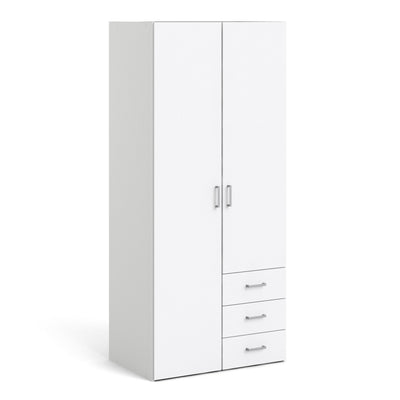 Space Wardrobe 2 Doors 3 Drawers White 1750 – FTG