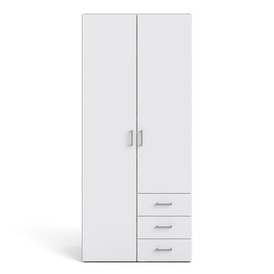 Space Wardrobe 2 Doors 3 Drawers White 1750 – FTG, view 2