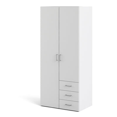 Space Wardrobe 2 Doors 3 Drawers White 1750 – FTG, view 3