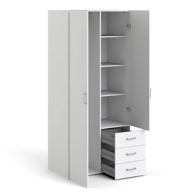 Space Wardrobe 2 Doors 3 Drawers White 1750 – FTG, view 4