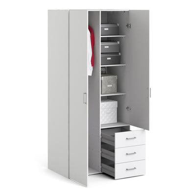 Space Wardrobe 2 Doors 3 Drawers White 1750 – FTG, view 5