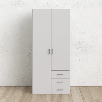 Space Wardrobe 2 Doors 3 Drawers White 1750 – FTG, view 7