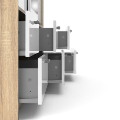 Line Wardrobe 3 Doors 6 Drawers in Oak with White High Gloss – FTG, view 10
