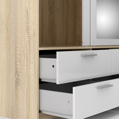 Line Wardrobe 3 Doors 6 Drawers in Oak with White High Gloss – FTG, view 11