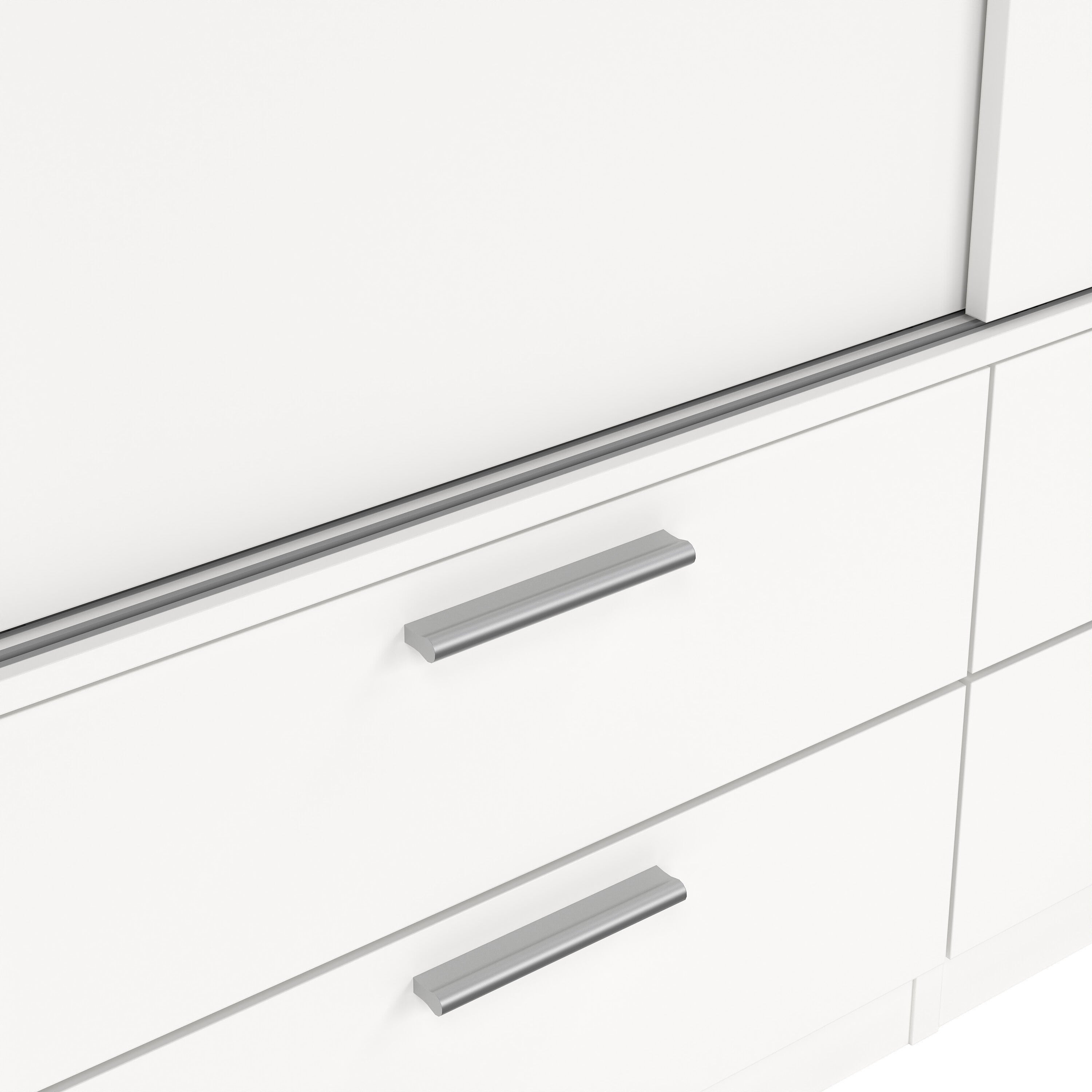 Line Wardrobe with 2 Sliding Doors and 4 Drawers, White – FTG, view 10