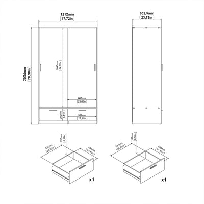 Line Wardrobe with 2 Doors 2 Drawers in Jackson Hickory Oak – FTG, view 11