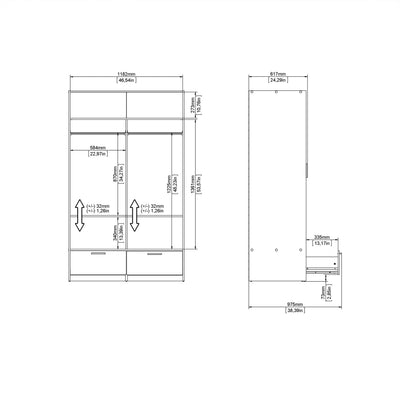 Line Wardrobe with 2 Doors 2 Drawers in Jackson Hickory Oak – FTG, view 12