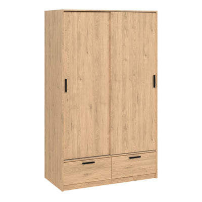 Line Wardrobe with 2 Doors 2 Drawers in Jackson Hickory Oak – FTG