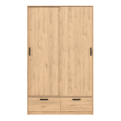 Line Wardrobe with 2 Doors 2 Drawers in Jackson Hickory Oak – FTG, view 2