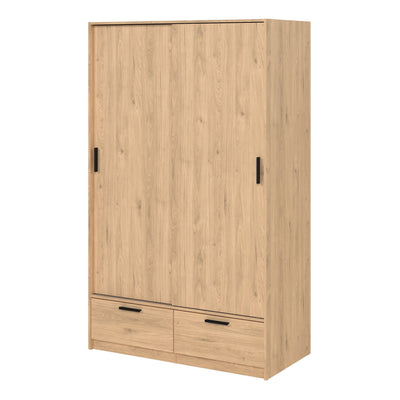 Line Wardrobe with 2 Doors 2 Drawers in Jackson Hickory Oak – FTG, view 3