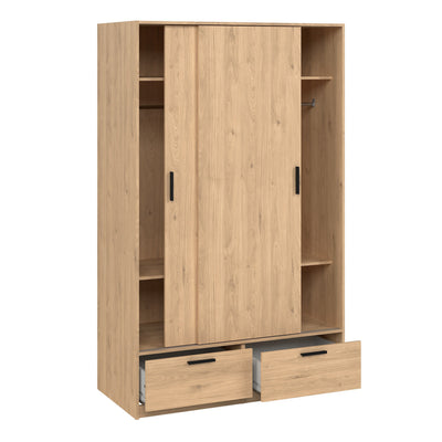 Line Wardrobe with 2 Doors 2 Drawers in Jackson Hickory Oak – FTG, view 5