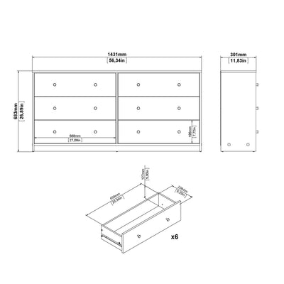 May Chest of 6 Drawers (3+3) in White – FTG, view 10