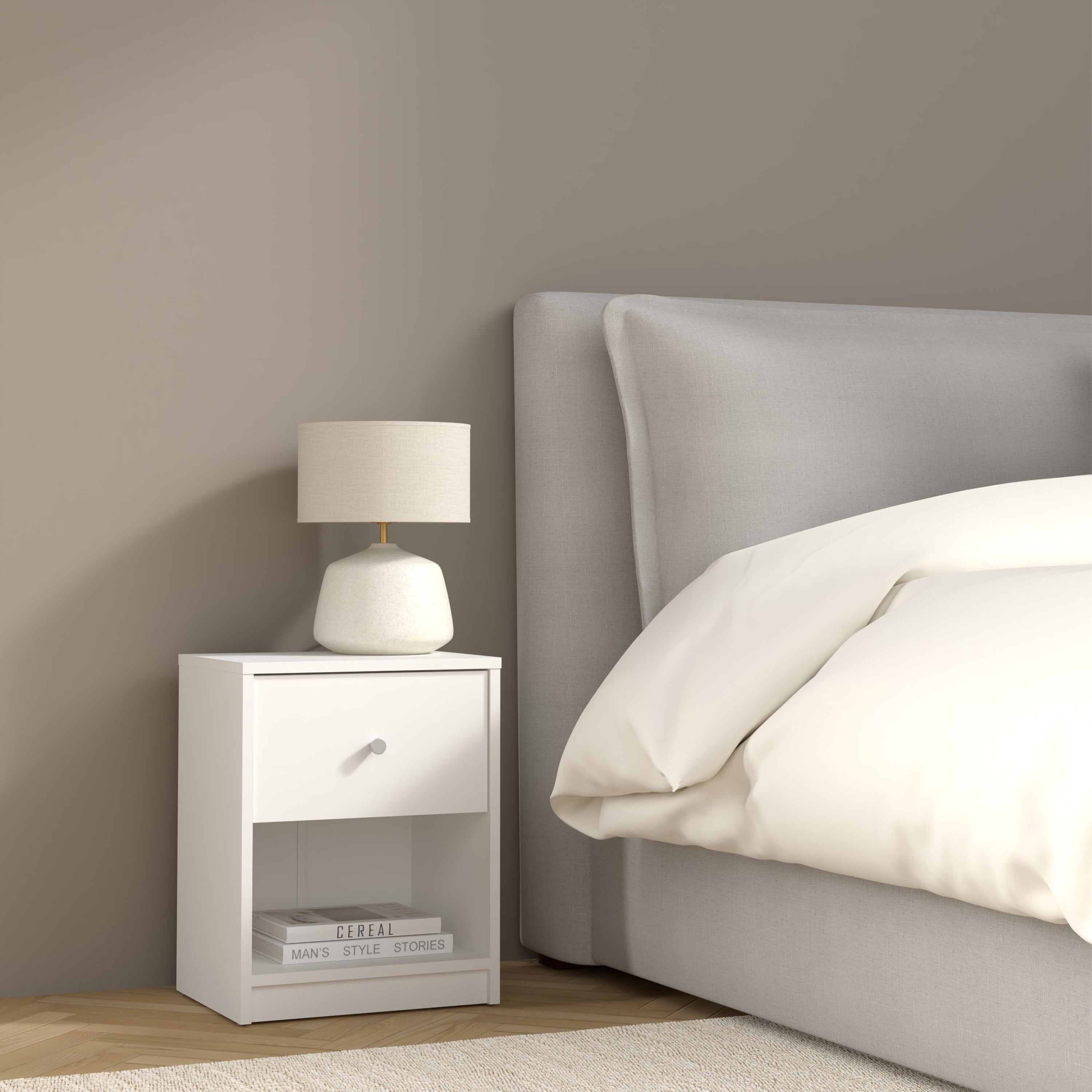 May Bedside 1 Drawer in White – FTG, view 7