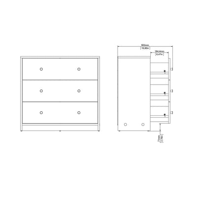 May Chest of 3 Drawers in White – FTG, view 11