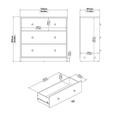 May Chest of 3 Drawers in Black – FTG, view 10